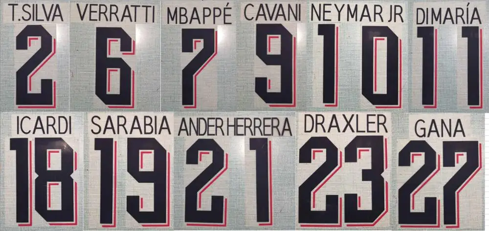 U3rd от ANDER HERRERA GANA T. SILVA VERRATTI MBAPPE Кавани ди Марии Неймар JR ICARDI SARABIA nameset нашивка