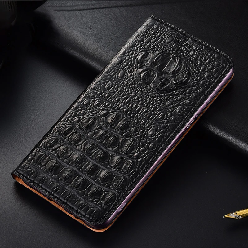 

Crocodile Back Veins Genuine Leather Case Cover For Samsung Galaxy A6 A7 A8 A9 Plus 2018 Flip Cover