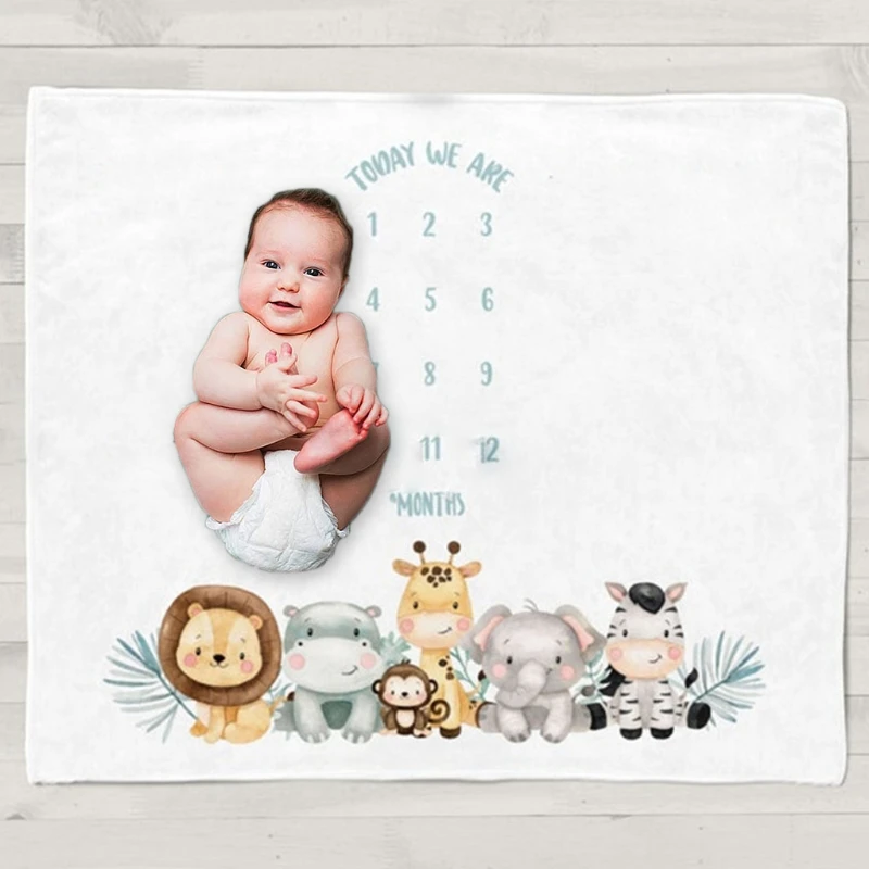 

GXMB Twin Baby Monthly Record Growth Milestone Blanket Newborn Soft Swaddle Wrap Photography Props Creative Background Cloth