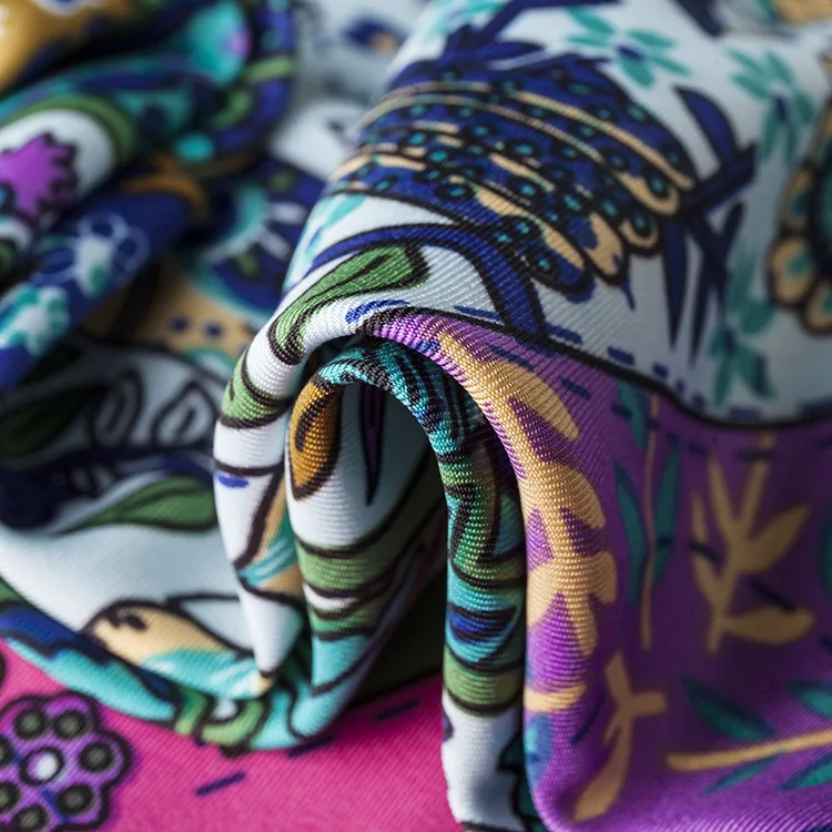 

New Twill Silk Womens Scarfs Flowers In Provence Print Luxury Brand Scarf Femal Hijab Foulard Bandana 130cm Large Square Scarves