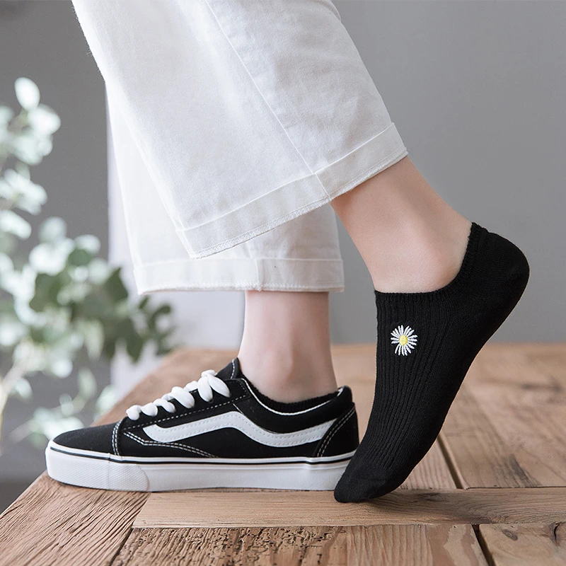 Носки с маленькими маргаритками женские носки низким вырезом летние лодочки из