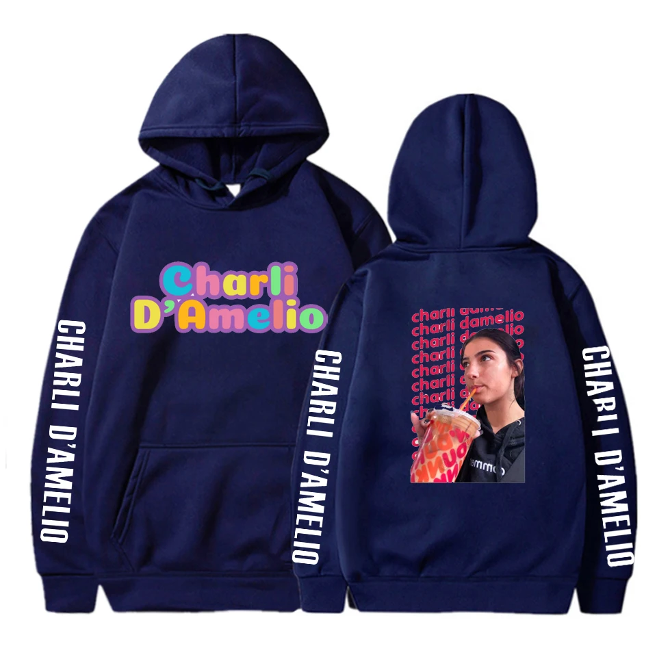 

Winter Women Hoody Clothes Long Sleeved Print Charli D'amelio Harajuku Women Hoodies Sweatshirt Pocket Lady Pullover Tops Female