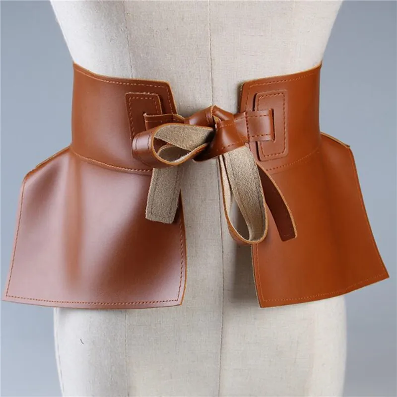 

GAOKE 2021 New Spring Fashion Solid Color Black Red Pu Leather Bow Belt Women Fashion Tide All-match