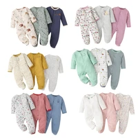 2021 autumn newborn baby foot wrapped onesie clothes for boys and girls long sleeve jumpsuit kids climbing clothes 3 pieces