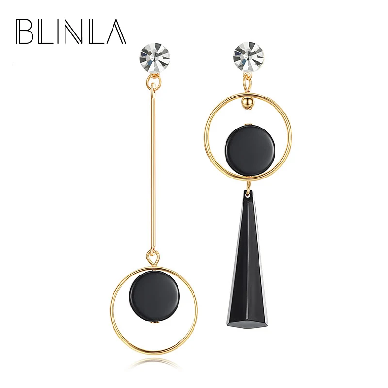 

BLINLA New Korean Geometric Asymmetry Round Acrylic Drop Dangle Earrings 2019 Fashion for Women Wedding Party Statement Jewelry