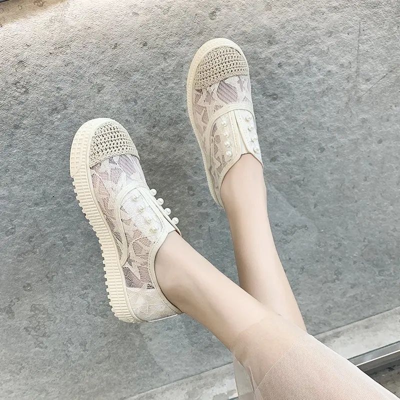 

Shoes Woman Flats Tennis Female Casual Sneaker Slip-on Shallow Mouth Round Toe Loafers With Fur Dress Breathable New Summer Slip