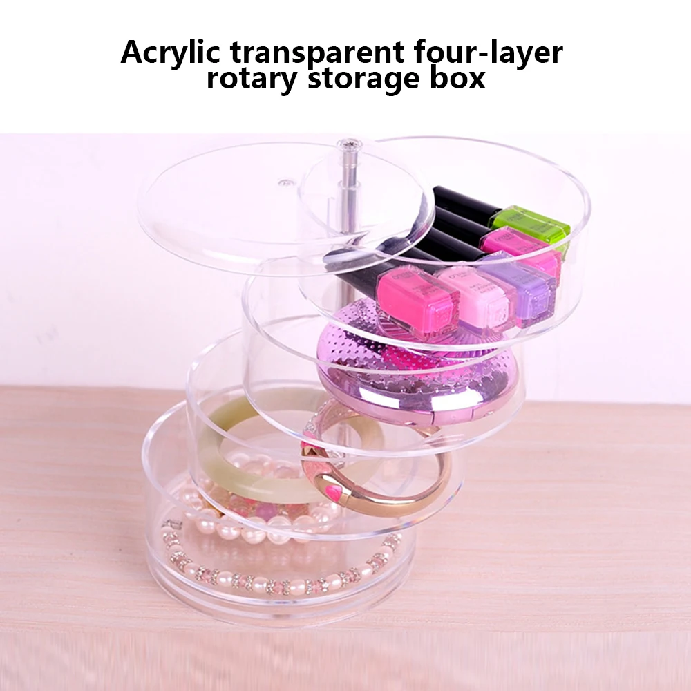 Прозрачная акриловая коробка для хранения косметики с вращением на 360 градусов