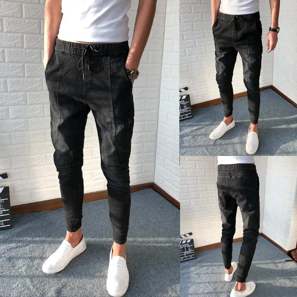 

Denim Jeans slim men's jeans spring autumn 2021 new fashion men's jeans small feet stretch teenagers harem trousers