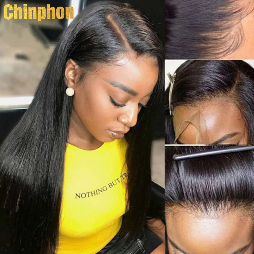

13x4 Lace Front Human Hair Wigs Pre Plucked Brazilian Straight Remy 34 inch 150% Lace Frontal Wig For Black Women