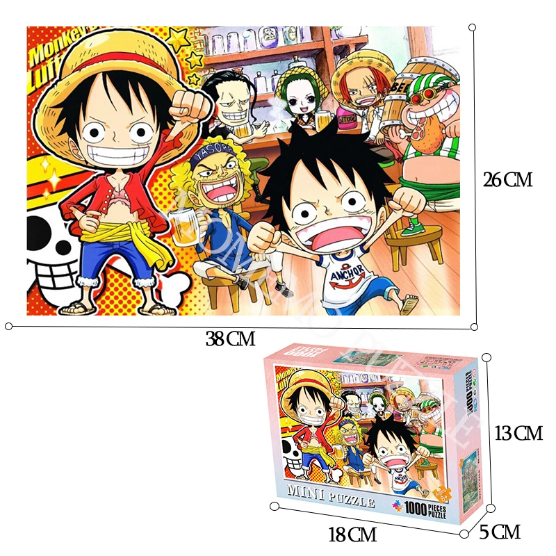 Wooden Mini Puzzle 1000 Pieces ONE PIECE Cartoon Anime DIY Assembling Jigsaw for Adults Kids Games Toys | Игрушки и хобби