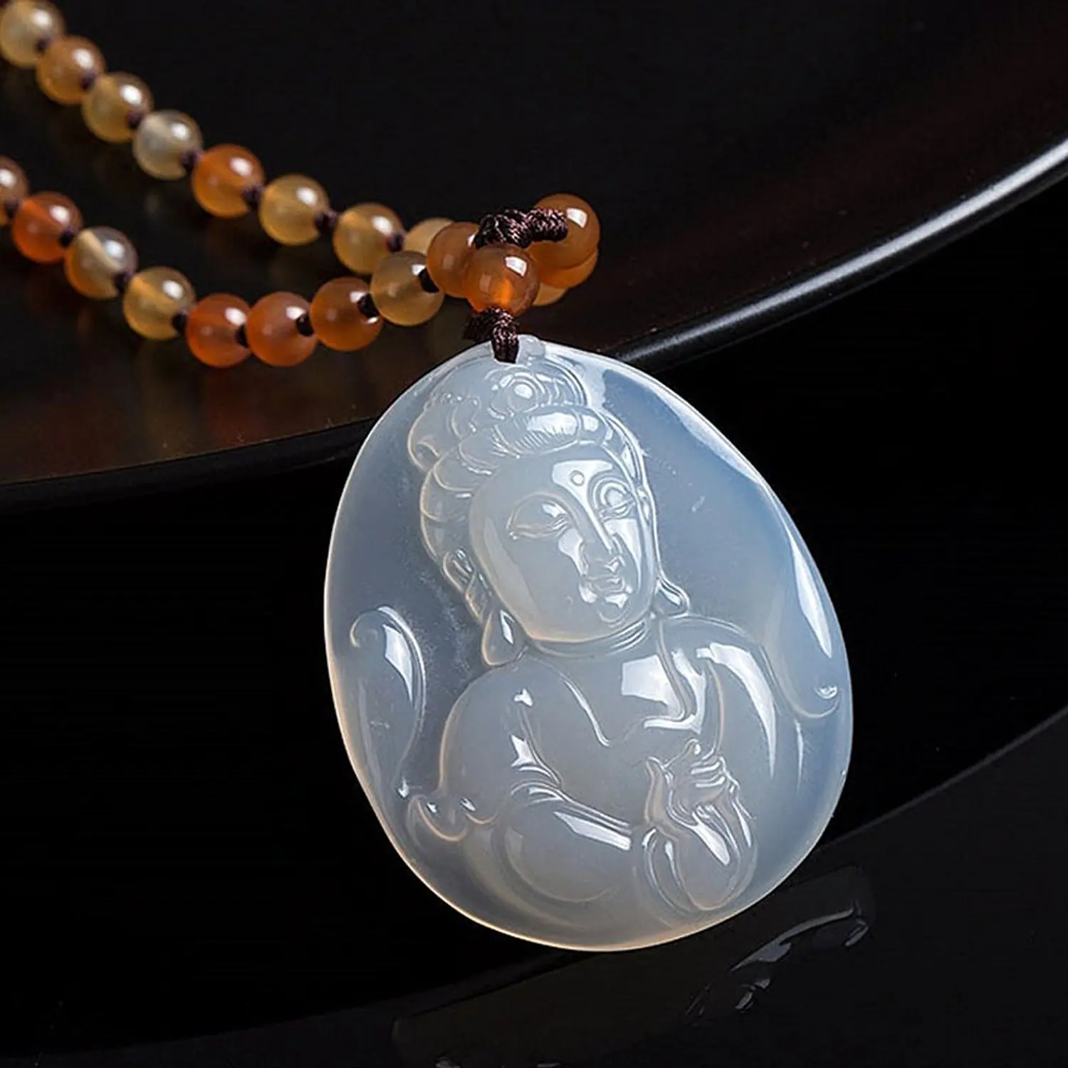 LETSFUN изящные ювелирные изделия подвеска-ожерелье из натурального белого агата