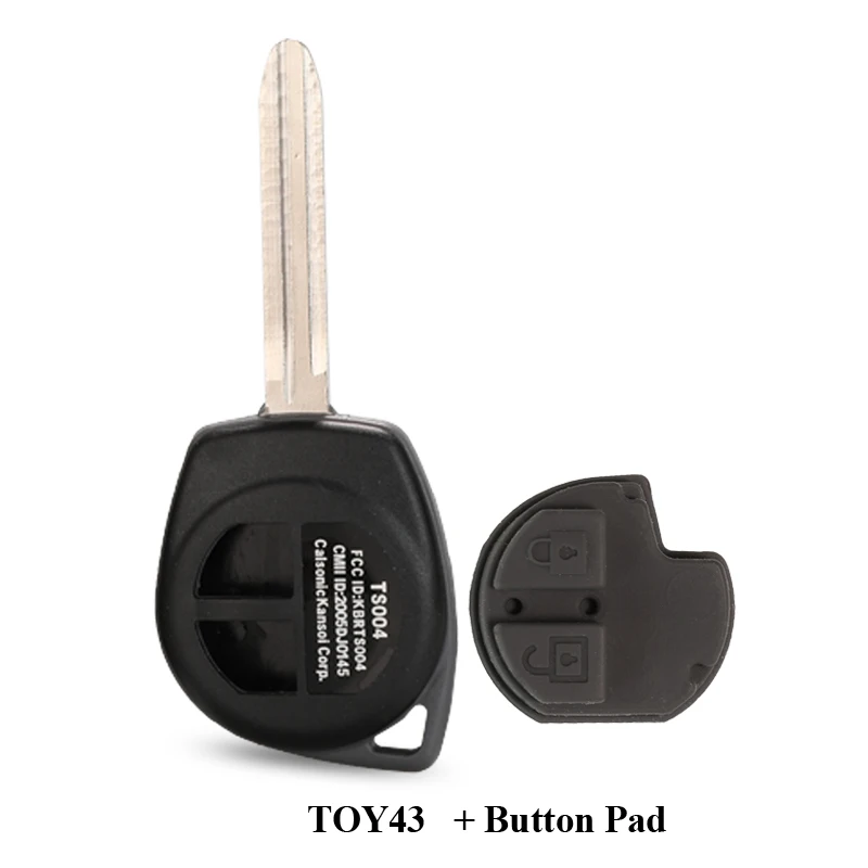 TOY43 with Pad Jingyuqin 2 кнопки дистанционного ключа чехол+ Кнопка Pad для Suzuki Grand Vitara Igins Alto SX4 Agila Fob оболочки HU133R TOY43 SZ11R лезвие - Цвет: TOY43 with Pad
