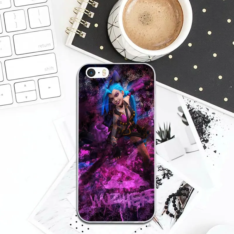 Мягкие силиконовые чехлы League of Legends Jinx для мобильных телефонов из ТПУ Iphone 4 4s 5 5S 5C SE