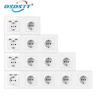 Настенная розетка с Usb-разъемом, белая Хрустальная стеклянная панель, Вилка питания европейского стандарта, 220 В, электрическая двойная, тройная, четырехсекционная розетка