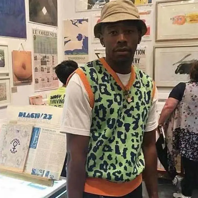 

Leopard Men Sweaters Luxury Golf Flower Camouflage Le Fleur Tyler The Creator Knit Casual Sweaters Vest Sleeveless Drake