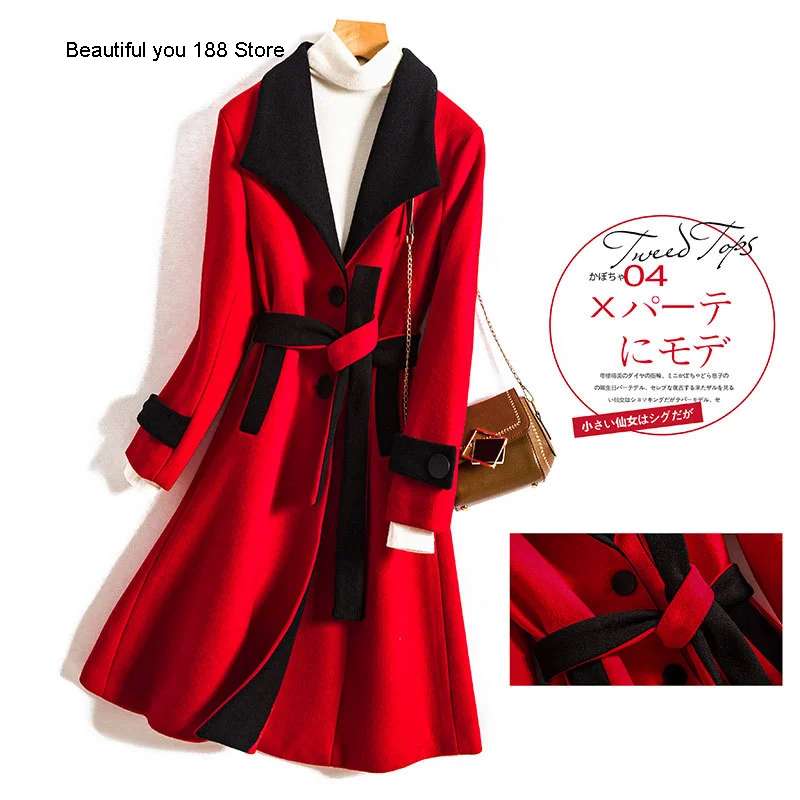 

Winter high-end women's long-sleeved mid-length woolen coat