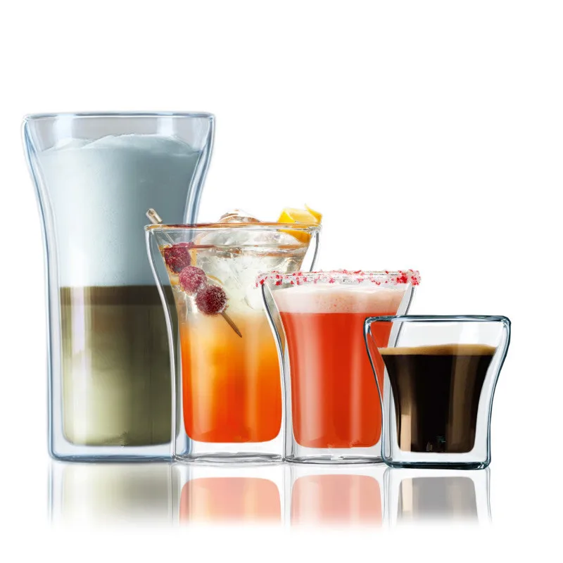 Стеклянная кружка для кофе с двойной стенкой термоизоляцией офиса чая воды