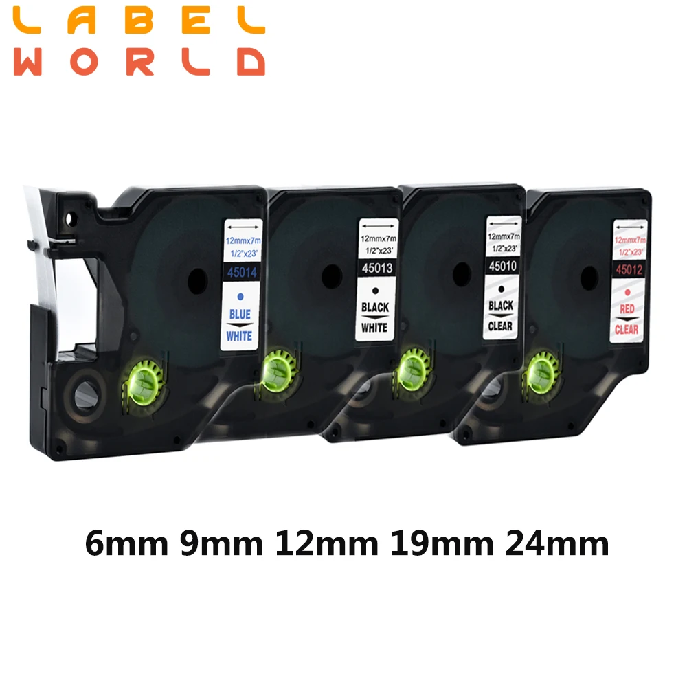 LW 6/9/12/19/24mm Multicol Label tapes Compatible Dymo D1 Label Tapes 45013 40913 43613 45018 40918 40914 for Dymo LM160 LM280
