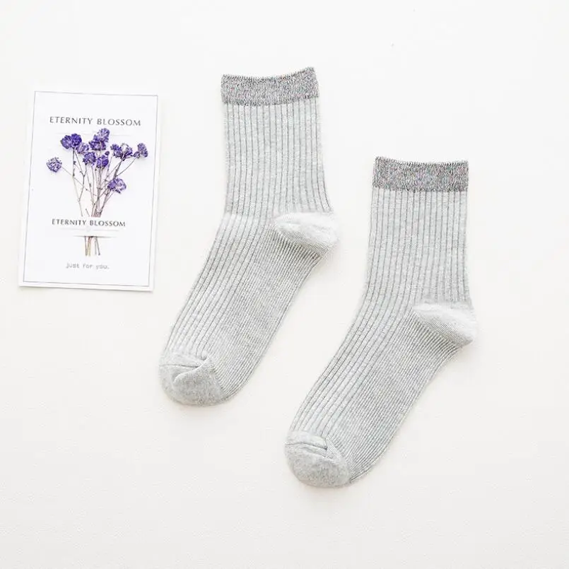 

Ladies Students Soild Cotton Crew Sock Shining Cuff Girls Lurex Socks Woman Summer Winter Soft Glitter Ankle Socks