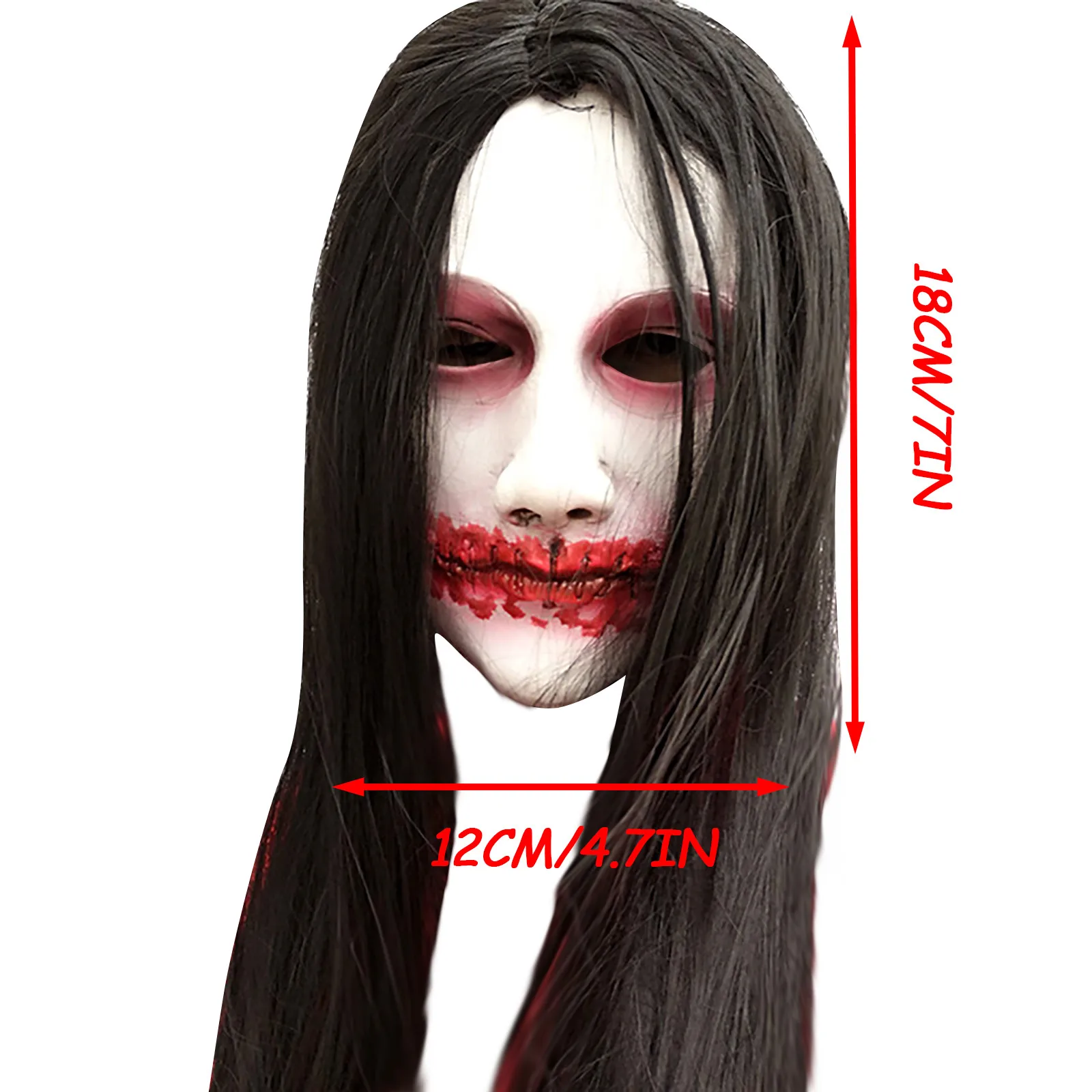 

Halloween Scary Face Ghost Mask Creepy Black Long Wig Mask Party Horror Mask Cosplay Prop Carnival Masker Fancy Party Decor