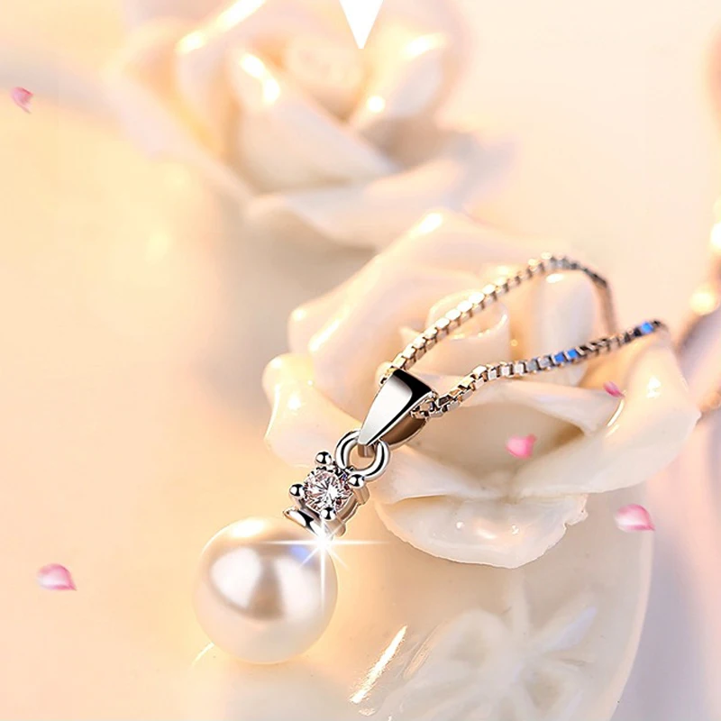 Женское ожерелье с пресноводным жемчугом циркониевое кулоном из стерлингового