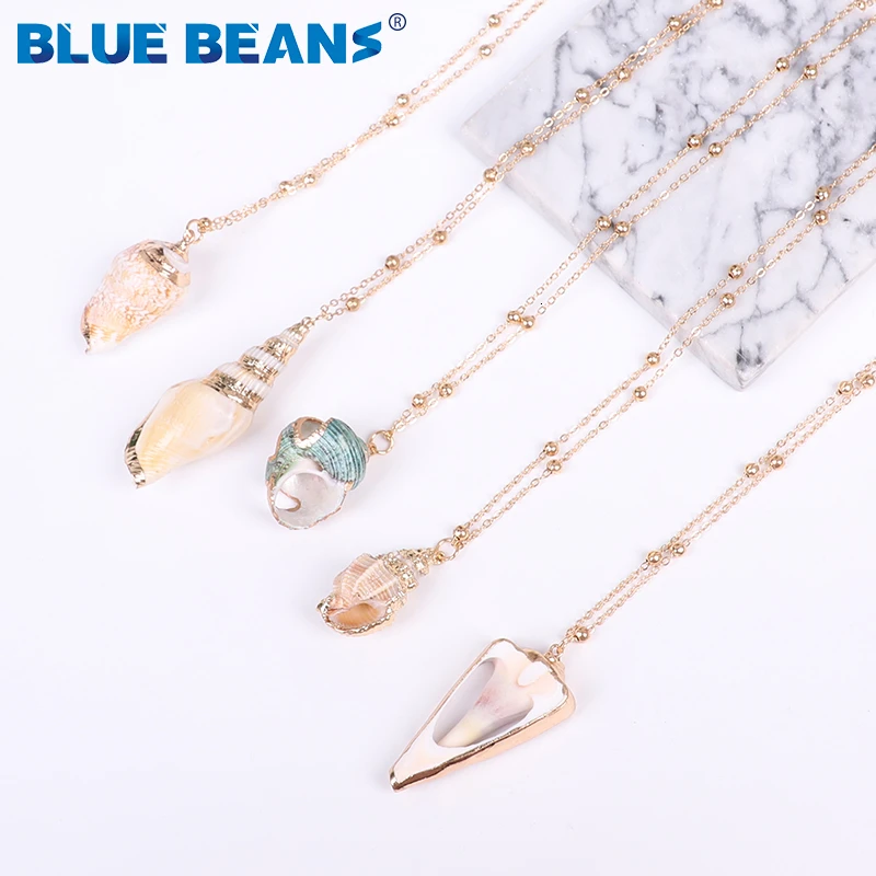 Богемное ожерелье в виде раковины из золотая цепочка с ракушками для женщин