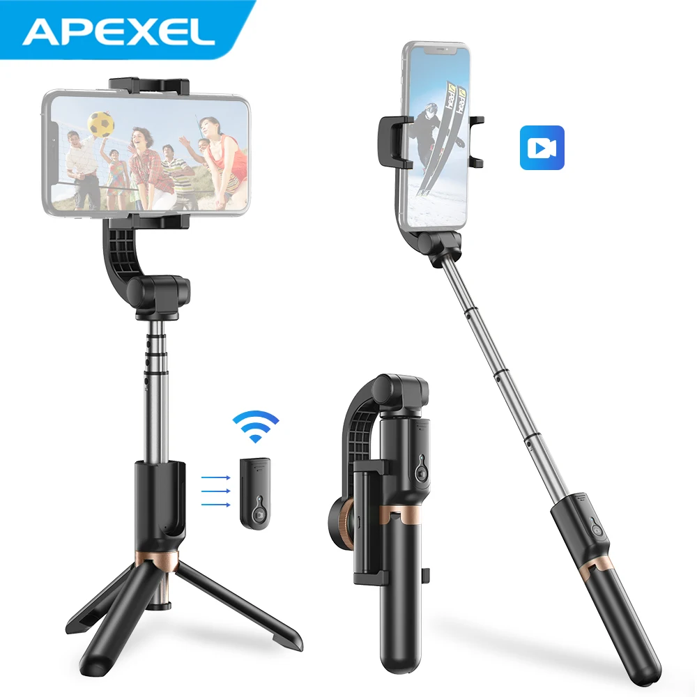 

APEXEL Single Axis Handheld Gimbal Stabilizer Selfie Stick Remote Control Tabletop Tripod for Smartphone Vlogging Taking Selfie