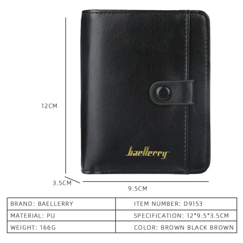 

baellerry Men Short Vertical Wallets Multi Card Holder Coin Pocket Male PU Leather Purse Zipper Hasp Money Bags billetera hombre