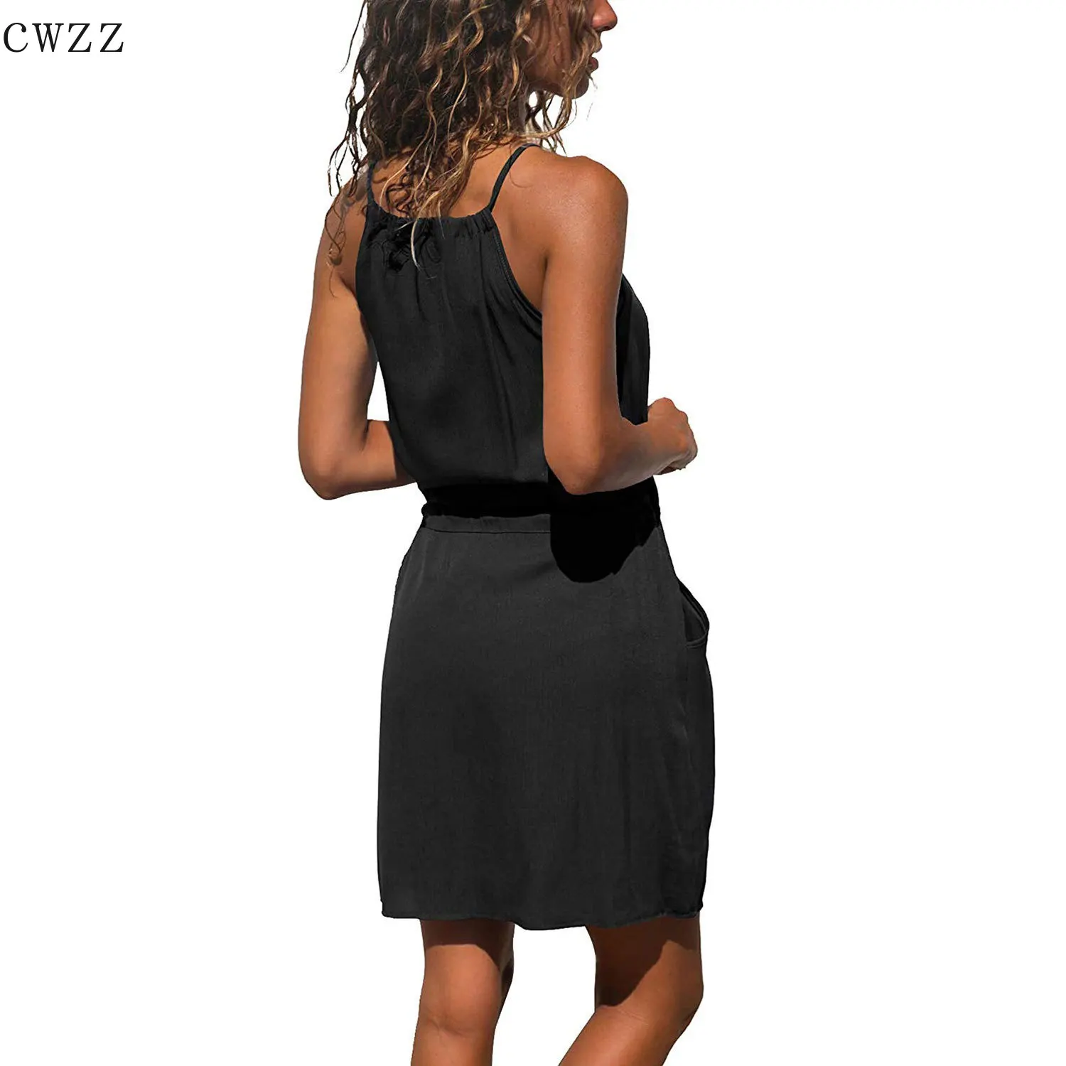 

Holiday Beach Women Dress Halter Sleeveless Plain Dress Women Summer Aline Elegant Dresses