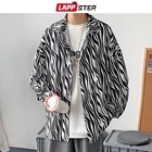 Рубашка LAPPSTER мужская с леопардовым принтом, Повседневная Уличная одежда в стиле Харадзюку, с длинным рукавом, на пуговицах, с принтом Тай-дай, винтажная черная, 2022