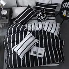 Комплект постельного белья черного и белого цветов, в полоску, размер TwinFullQueenKingSuper King, пододеяльник, простыня, наволочка, Комплект постельного белья, 65