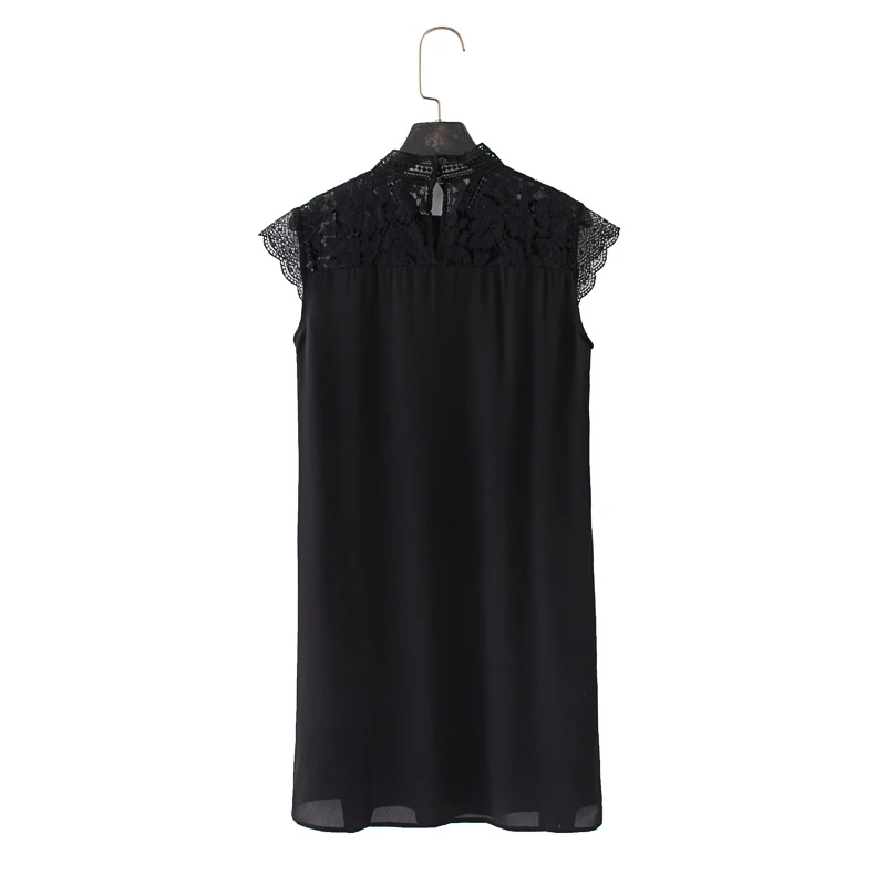 Женское шифоновое платье-рубашка с кружевной вышивкой Za однотонное элегантное
