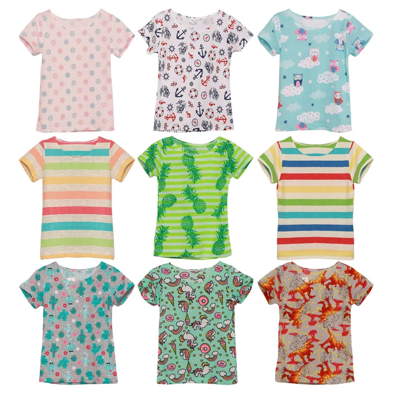 

Baby Girl Summer T-shirt Kid Boys Short Sleeve Tees Children Summer Clothes Flora Toddler Tops OLOME 2-7 Years Kids Clothing
