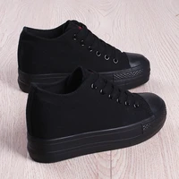 all black canvas shoes womens 2020 spring and autumn new korean versatile muffin thick soled shoes