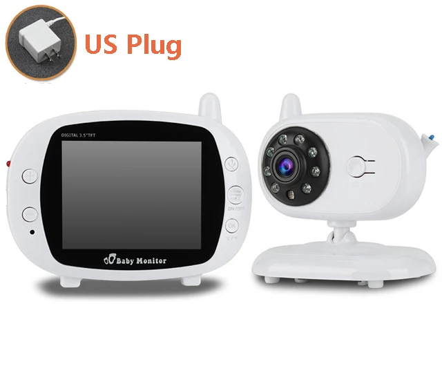 US Plug 3,5 ''Цифровой Беспроводной Детский монитор с ЖК-дисплеем, видео камера безопасности, температура, 2 способа разговора, ночное видение, Детская няня, камера - Цвет: US Plug
