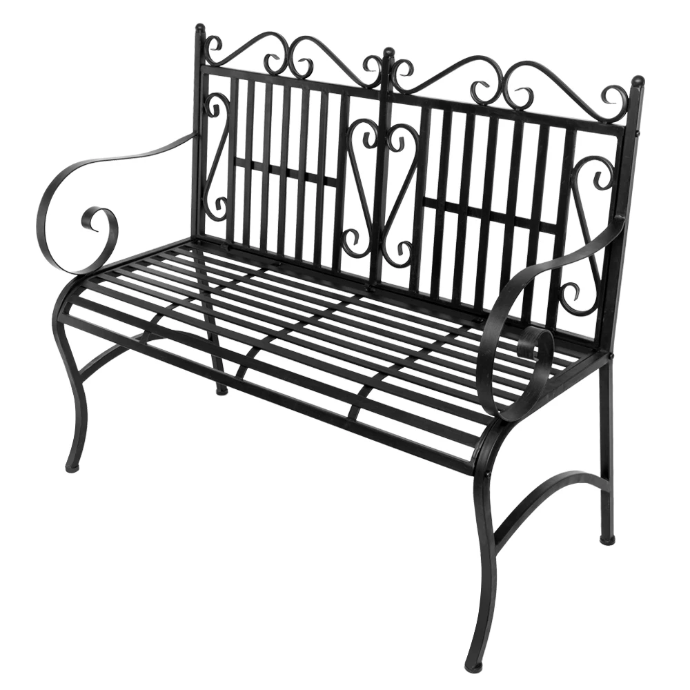 

US 2-Seater Foldable Outdoor Patio Garden Bench Porch Chair Seat with Steel Frame Solid Outdoor Furniture Garden Chair