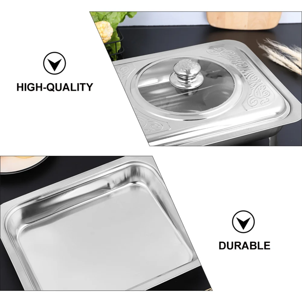 

1Pc Classic Design Bright Stainless Steel Tary Food Holding Plate for Party