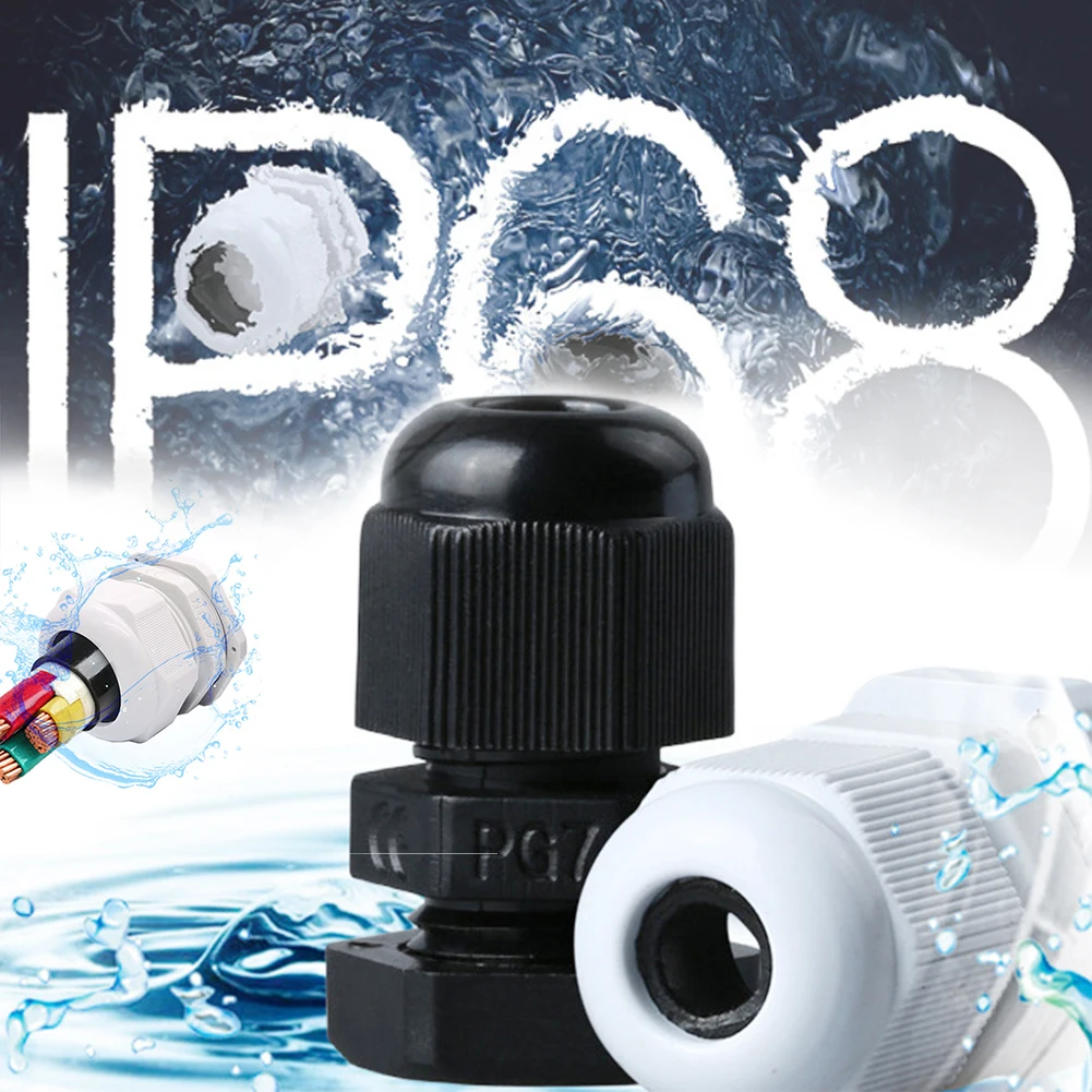

Hot 10Pcs PG7 Black/White Cable Gland Waterproof Plastic Rubber Cable Entry IP68 PG7 for 3-6.5mm Joints Nylon Plastic Connector