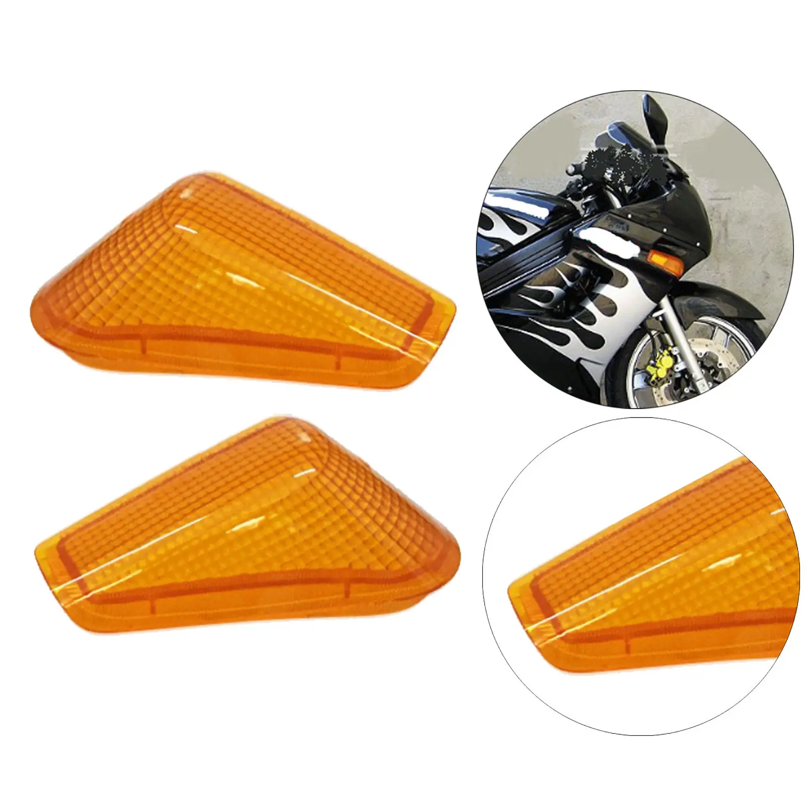 

1 Pair Yellow Front Led Turn Signal Light Covers Protector Case Fit for Kawasaki ZZR250 Motorbike - Left & Right