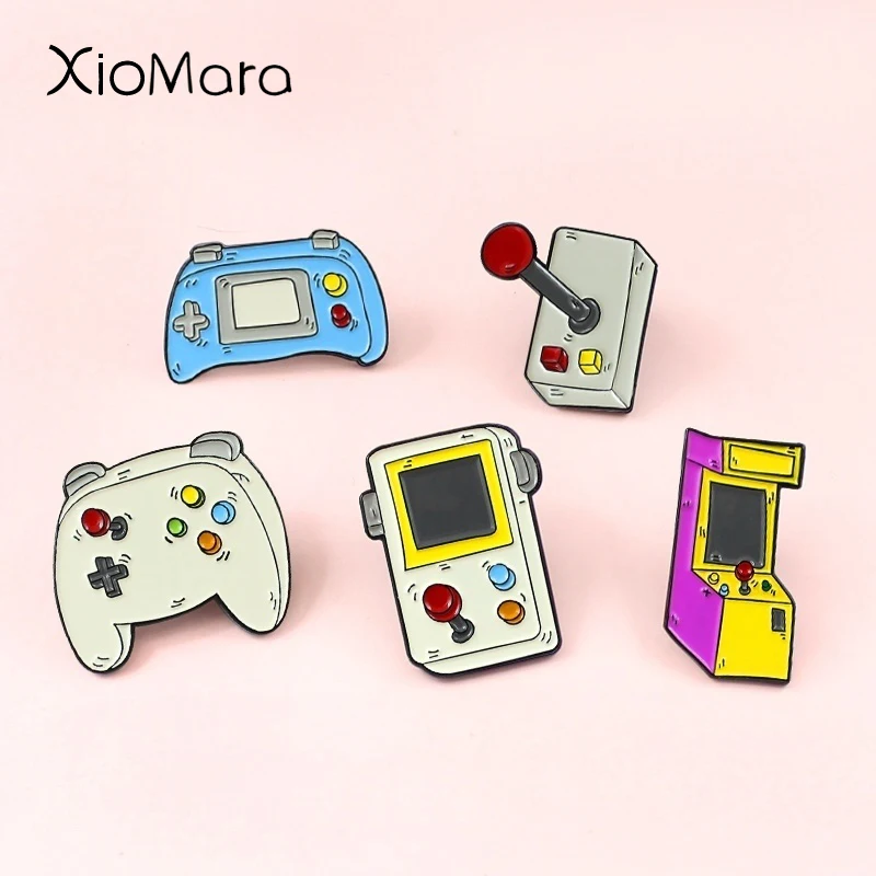 Ретро аркадная игра эмаль булавки коллекции милый мультфильм 90s геймпад Броши джинсовая рубашка Воротник значок булавки на лацканы Ювелирные изделия Подарки