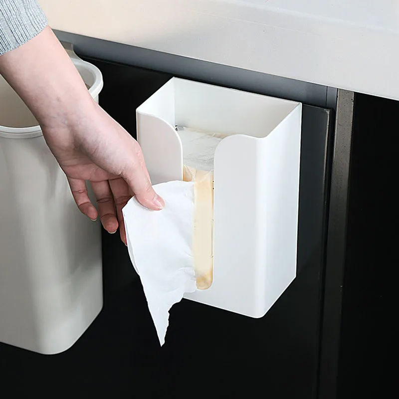 

Portable Wall Mounted Toilet Kitchen Tissue Box Paper Holder Punch Free Tissue Organizer Case Home Decoration