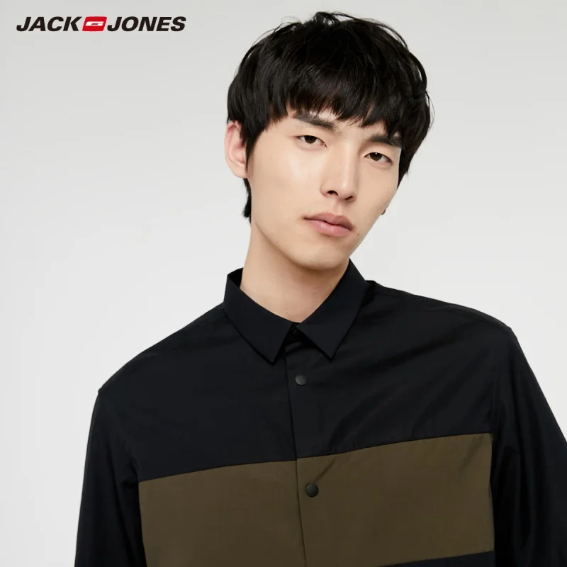 Мужская рубашка с короткими рукавами JackJones свободная контрастная из 100% хлопка