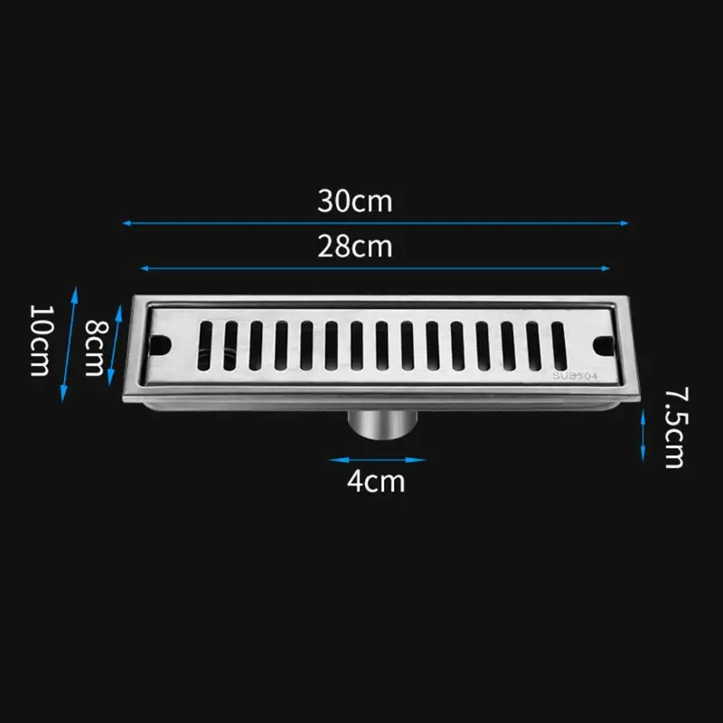 

1Set 304 Stainless Steel Floor Drain Bathroom Shower Long Drainage Square Large Floor Drains Cover Roof