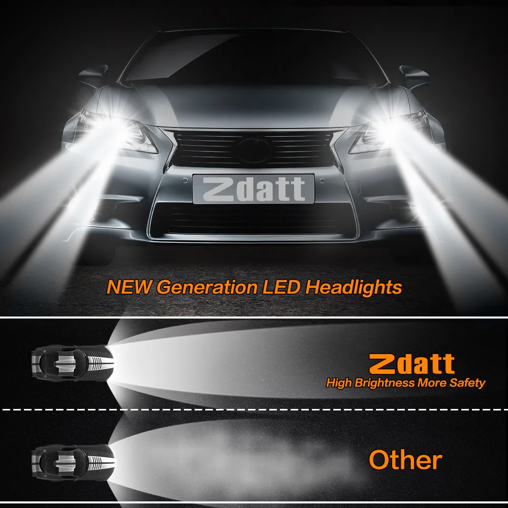 Zdatt h7led светодиод лампы H4 лампочки H7 led автомобильные фары 12V 6000K 60W 8000LM H1 H11 HB3 9005 HB4