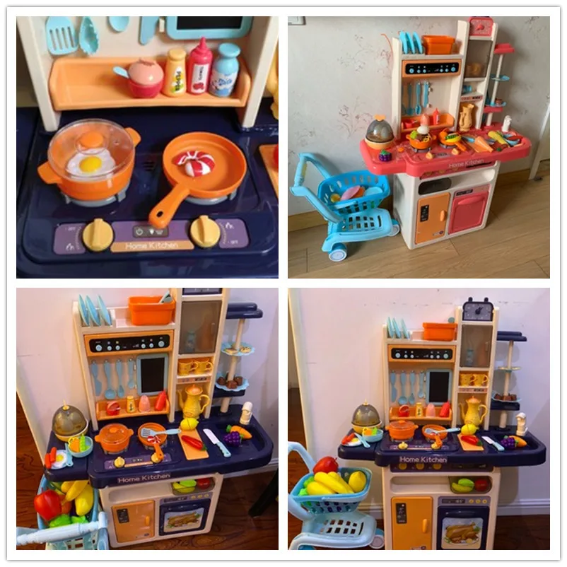 

Infant Shining Kitchen Toys Pretend Play 65PCS/set Cooking Toys Tableware Sets Baby Kitchen Cooking Simulation
