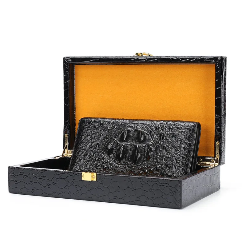 

100% Genuine Crocodile Leather wallet Business bil fold long wallet purse men card holder wallet genuine leather clutch bag