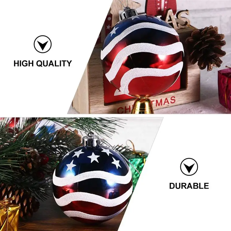 

12Pcs 6cm Hanging Balls Independence Day Party Ball Ornaments Home Party DIY Hanging Pendant (Red Blue)