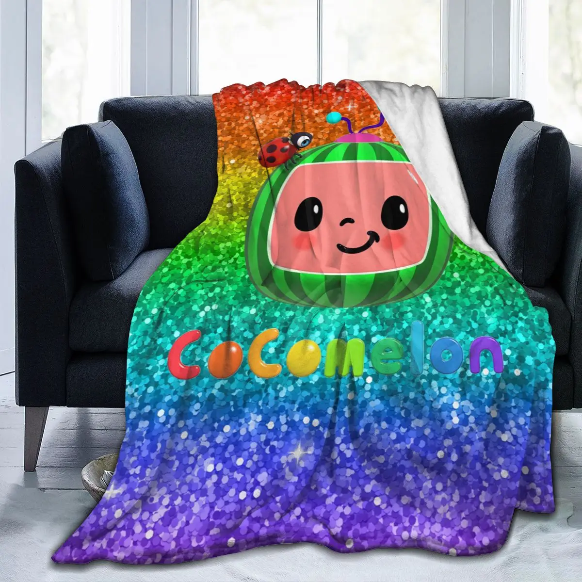 

Ultra Soft Sofa Blanket Cover Blanket Cartoon Cartoon Bedding Flannel plied Sofa Bedroom Decor for Children and Adults Black