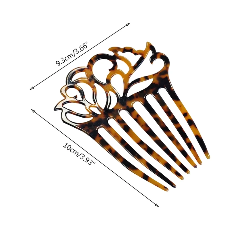 

Women 7 Teeth Side Hair Comb Hollow Celluloid Acetate Tortoise Updo Hairpin Clip 94PA