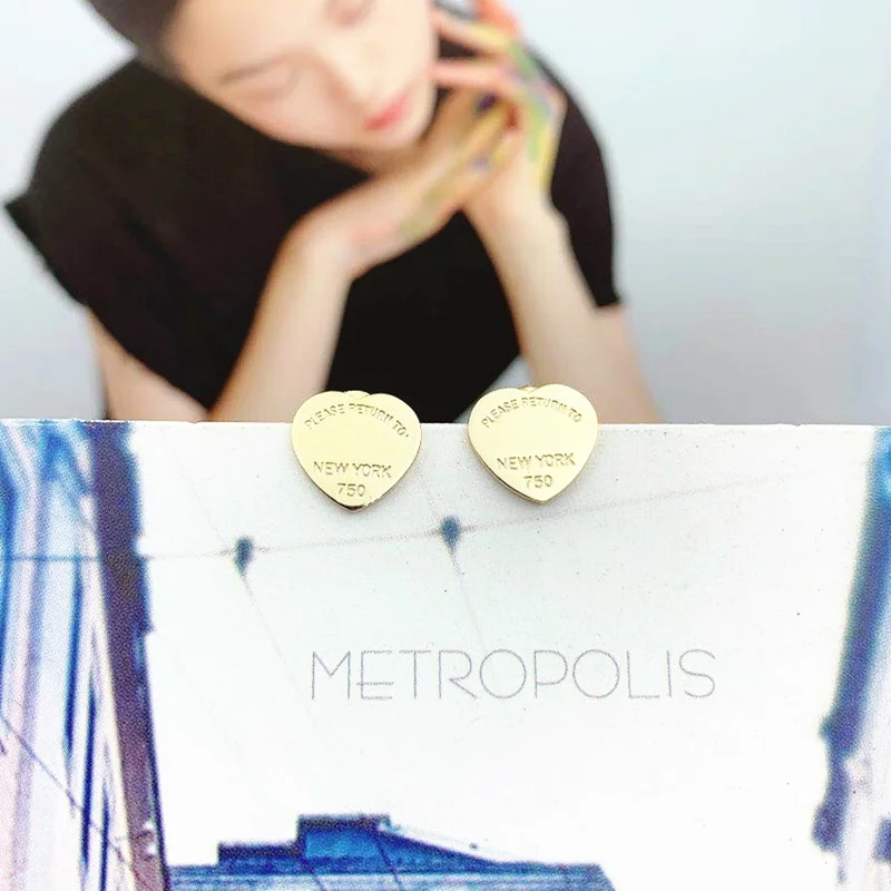 Женская обувь высокого качества 1:1 классические модные серьги в форме сердца 925